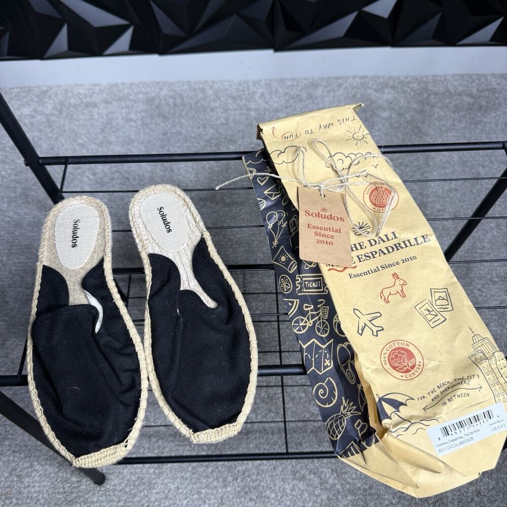 Soludos The Dali Mule Canvas Espadrilles Women Size 9-9.5 Black